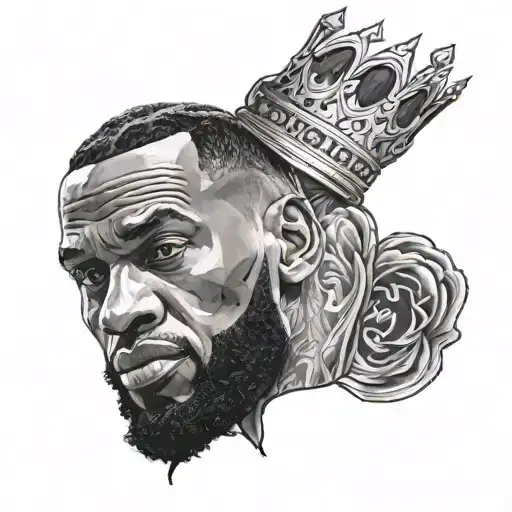 small lebron james with crown and number 23 tattoo design idea