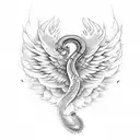 A mystical fusion of a phoenix and a snake tattoo design idea