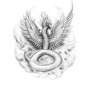 A mystical fusion of a phoenix and a snake tattoo design idea