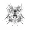 A mystical fusion of a phoenix and a snake tattoo design idea