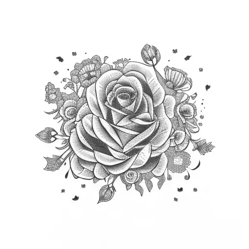 "Daddy's little" in cursive type, surrounded by flowers. tattoo design idea