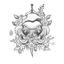 "Daddy's little" in cursive type, surrounded by flowers. tattoo design idea