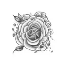 "Daddy's little" in cursive type, surrounded by flowers. tattoo design idea