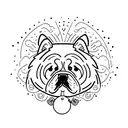 chow chow com uma calopsita e um ring neck tattoo design idea