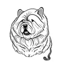 chow chow com uma calopsita e um ring neck tattoo design idea