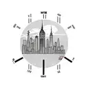 NYC Skyline twin towers with grandfather clock and smoke tattoo design idea