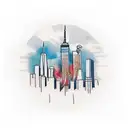 NYC Skyline twin towers with grandfather clock and smoke tattoo design idea