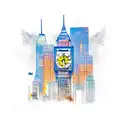 NYC Skyline with grandfather clock and smoke tattoo design idea