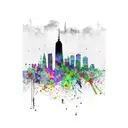 NYC Skyline with grandfather clock and smoke tattoo design idea