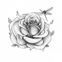 Dragonfly and rose tattoo design idea