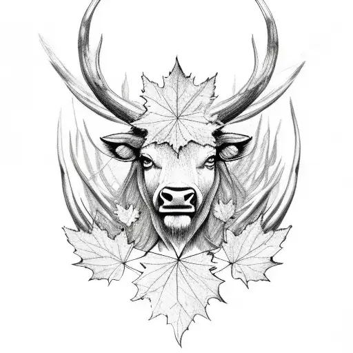 tetelestia with maple leaf and bison tattoo design idea