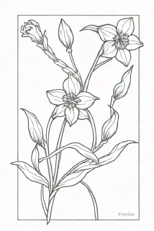 two daffodils tattoo design idea