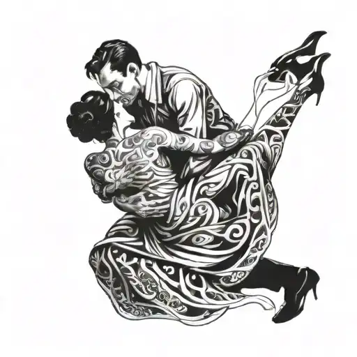 tango couple in a dramatic tattoo design idea