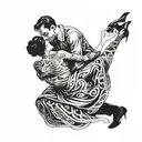 tango couple in a dramatic tattoo design idea