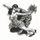 tango couple in a dramatic tattoo design idea