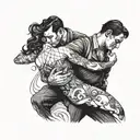 tango couple in a dramatic tattoo design idea