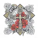 An orthodox cross with the phrase ONLY GOD WILL LOVE ME FOREVER  tattoo design idea