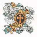 An orthodox cross with the phrase ONLY GOD WILL LOVE ME FOREVER  tattoo design idea