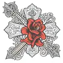 An orthodox cross with the phrase ONLY GOD WILL LOVE ME FOREVER  tattoo design idea