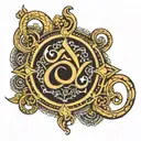 alpha omega with hindu symbol om in hindu tattoo design idea