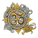 alpha omega with hindu symbol om in hindu tattoo design idea