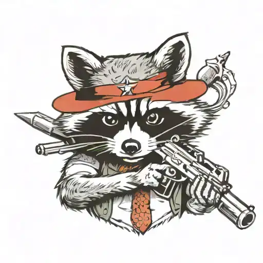 raccoon with a gun made tattoo design idea