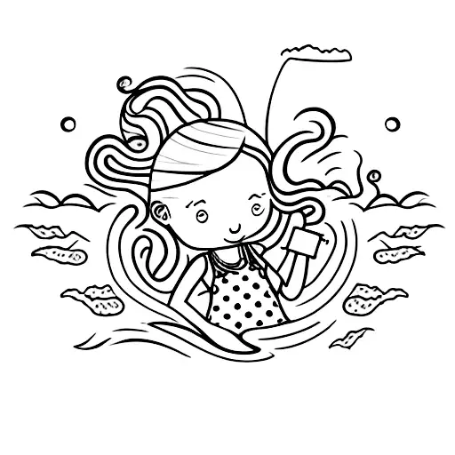 a little girl who stands with her back or sideways and releases soap bars tattoo design idea