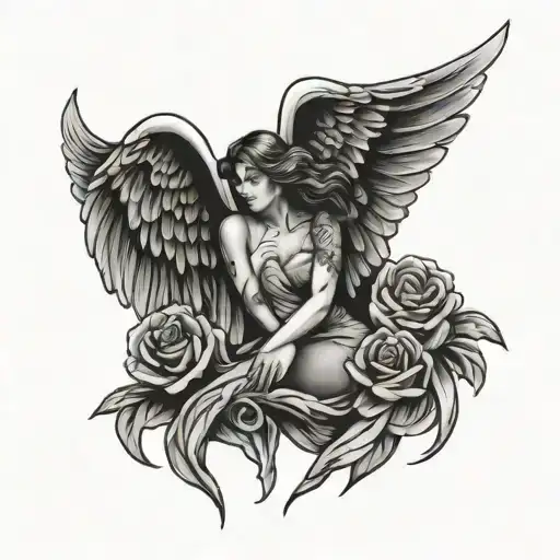 welding pinup angel wings tattoo design idea