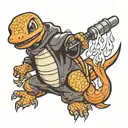 welding charmander holding a torch tattoo design idea