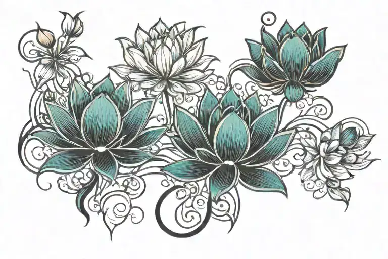 japenese style lotus flower blooming tattoo design idea