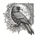 odin rays and ravens and brujula vinkinga tattoo design idea