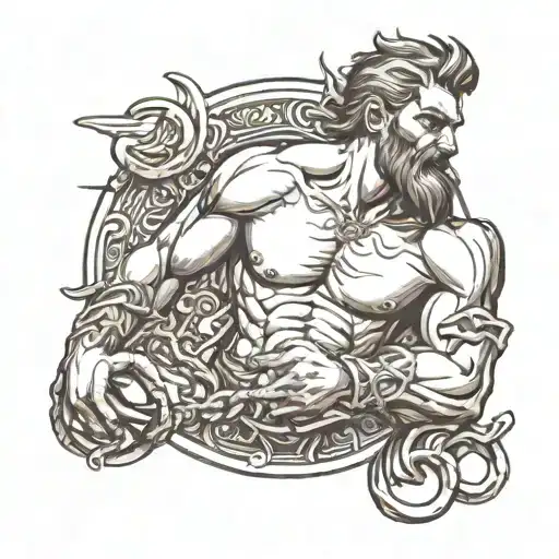 prometheus the greek god chained tattoo design idea