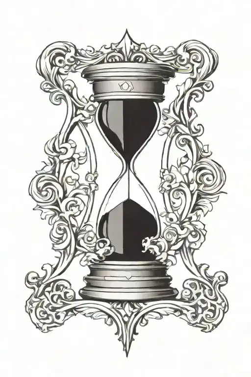 hourglass combined with the infiniti symbol and the number 444 tattoo design idea
