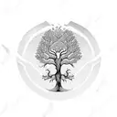 tree bending tattoo design idea