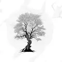 tree bending tattoo design idea