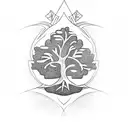 tree bending tattoo design idea