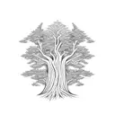 tree bending tattoo design idea