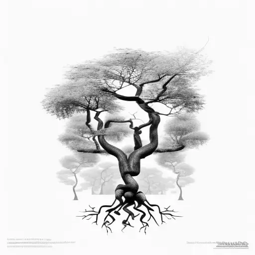 Brazilian tree with roots above ground  tattoo design idea