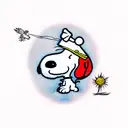 snoopy looking at the sky tattoo design idea