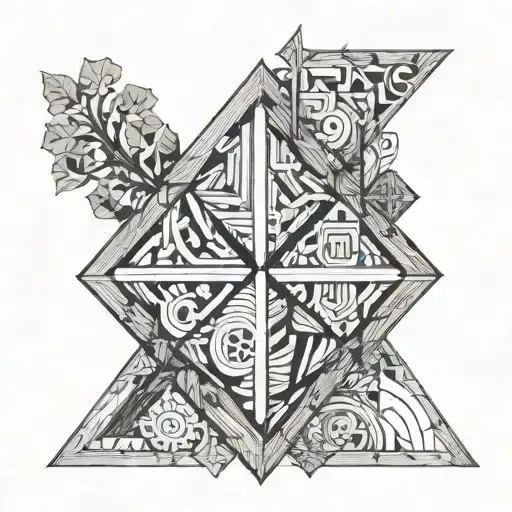 Before satori: carry water, chop wood. After satori: carry water, chop wood. Geometric style. Abstract. tattoo design idea