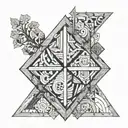 Before satori: carry water, chop wood. After satori: carry water, chop wood. Geometric style. Abstract. tattoo design idea