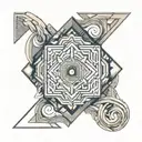 Before satori: carry water, chop wood. After satori: carry water, chop wood. Geometric style. Abstract. tattoo design idea