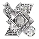 Before satori: carry water, chop wood. After satori: carry water, chop wood. Geometric style. Abstract. tattoo design idea