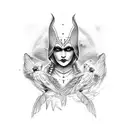 pagan goddess and crows tattoo design idea