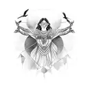 pagan goddess and crows tattoo design idea
