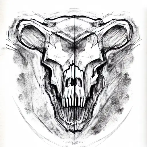 Bear, skull, scar on left eye and move, forrest underneeth the bear skull, tattoo design idea