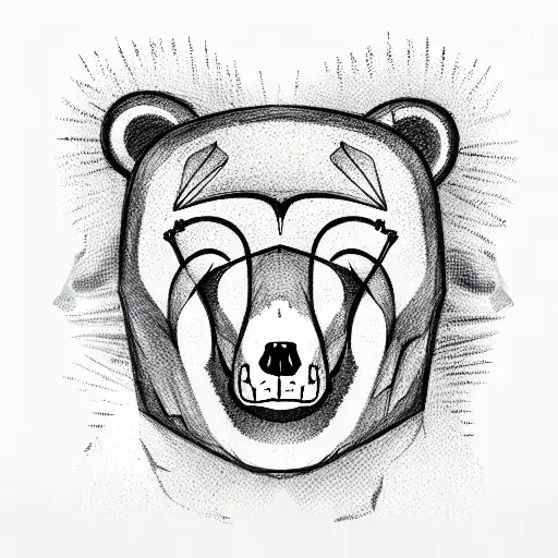 Bear, depression, skull, scar, inner peace tattoo design idea