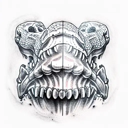 crocodile jaw, skull,  tattoo design idea