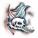 crocodile jaw, skull,  tattoo design idea