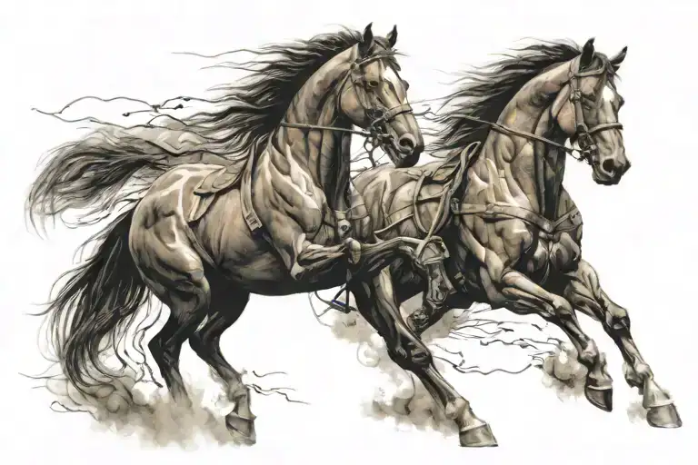 veni vidi vici with war horse galloping tattoo design idea